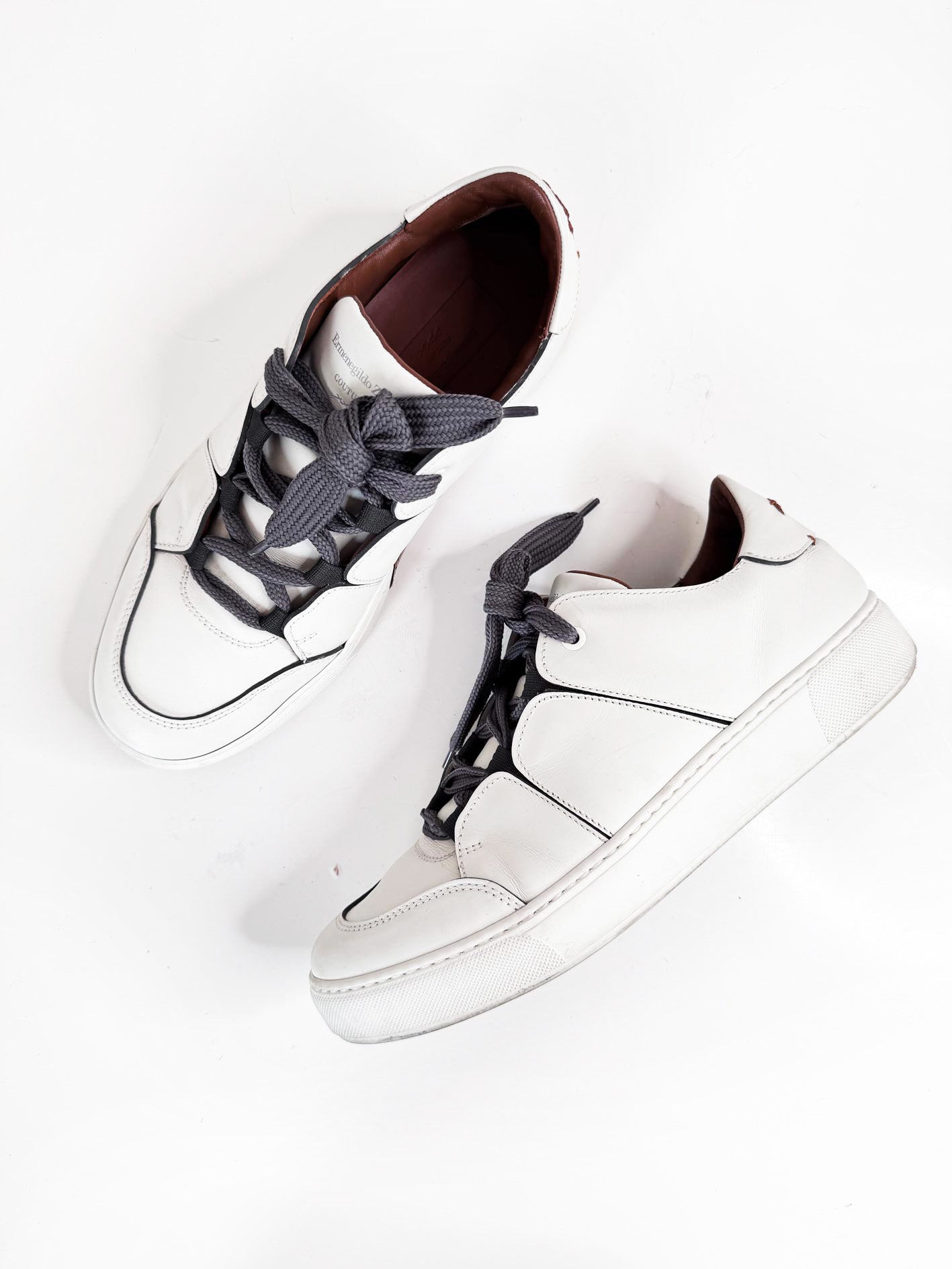 ermenegildo zegna couture tizano leather low-top sneaker