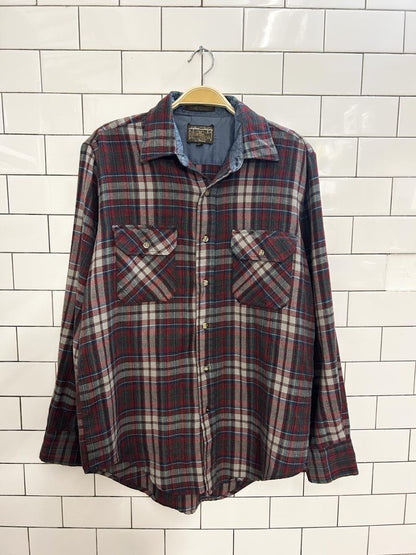 vintage 80s country squire wool - blend plaid flannel - good market thrift store