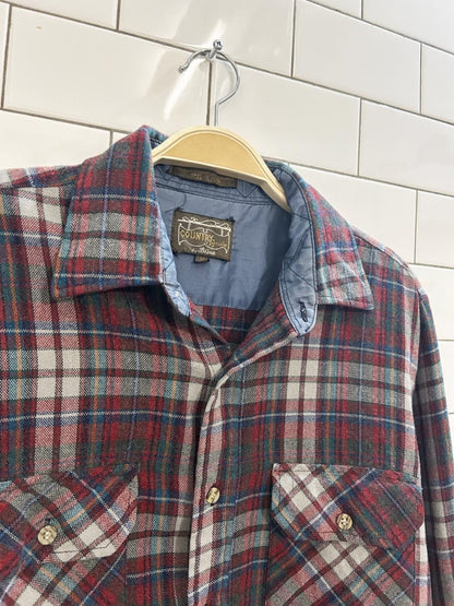 vintage 80s country squire wool - blend plaid flannel - good market thrift store