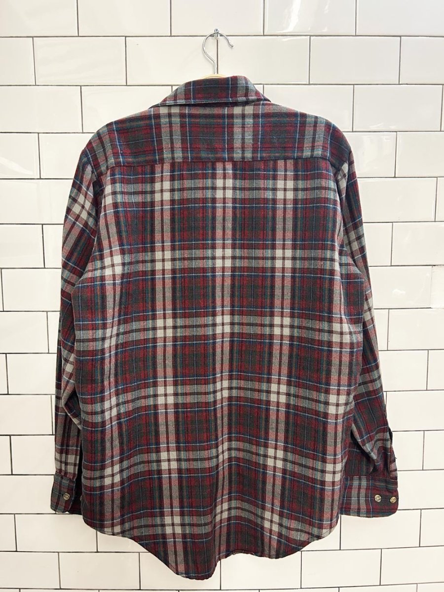 vintage 80s country squire wool - blend plaid flannel - good market thrift store