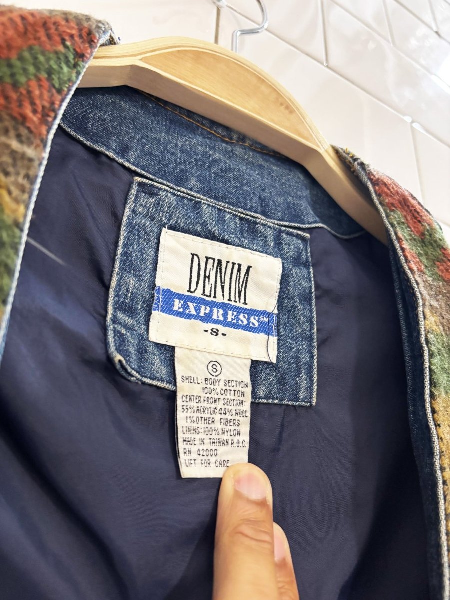 vintage 90s jean express western knit denim vest - good market thrift store