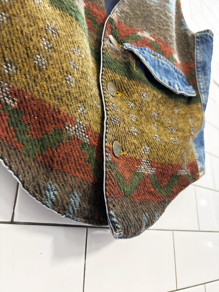 vintage 90s jean express western knit denim vest - good market thrift store