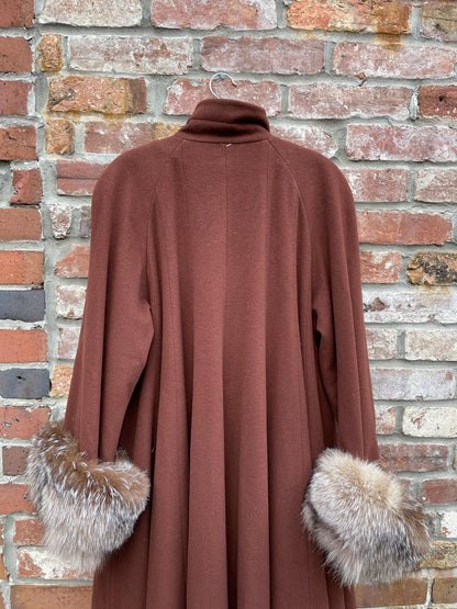 vintage holt renfrew wool-cashmere fur trim swing coat