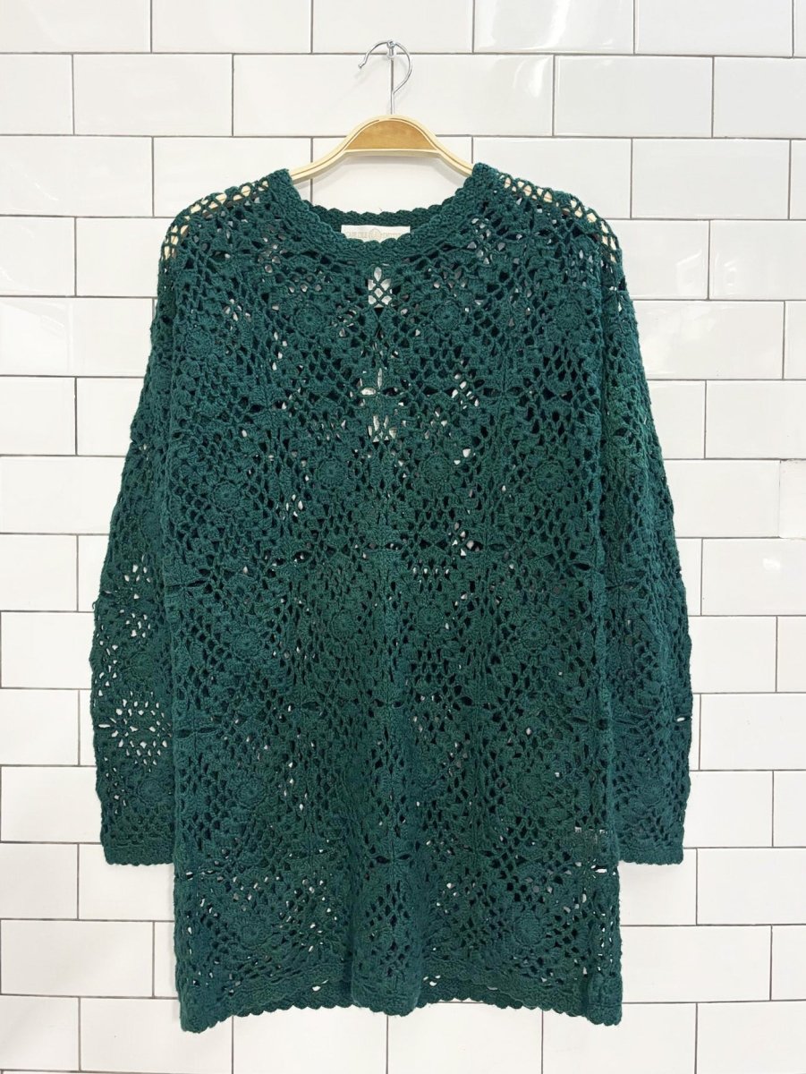 nwt vintage 90s cape island knitters loose crochet knit sweater - good market thrift store