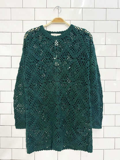 nwt vintage 90s cape island knitters loose crochet knit sweater - good market thrift store
