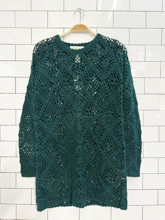 nwt vintage 90s cape island knitters loose crochet knit sweater - good market thrift store