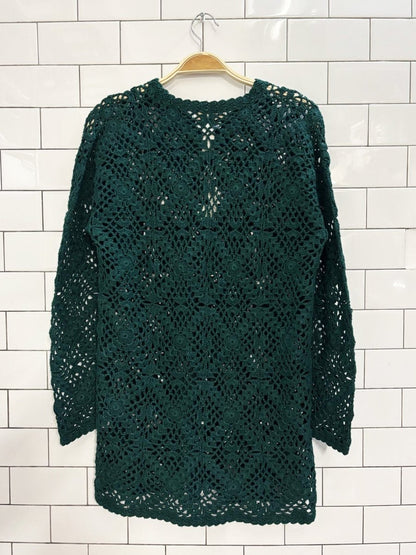 nwt vintage 90s cape island knitters loose crochet knit sweater - good market thrift store