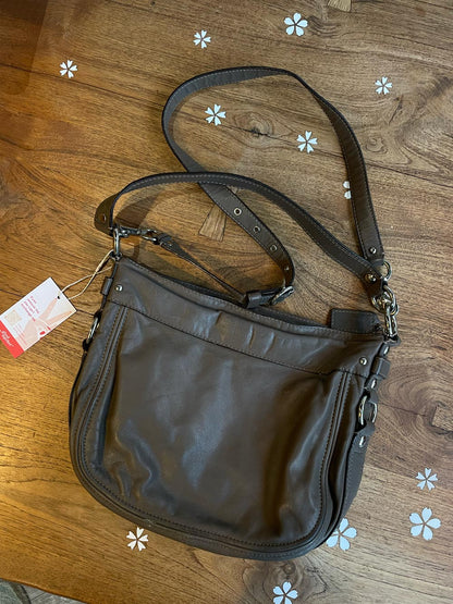 coach zoe brown leather shoulder bag