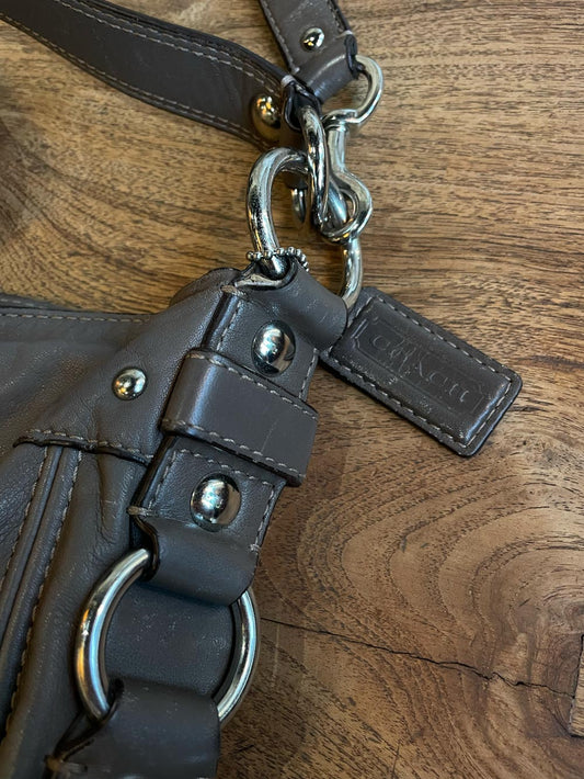 coach zoe brown leather shoulder bag