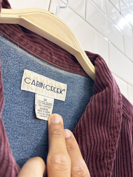 vintage 90s cabin creek chunky cord denim lined chore jacket - good market thrift store