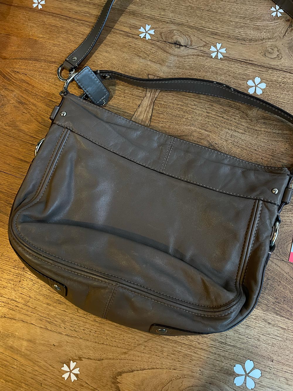 coach zoe brown leather shoulder bag