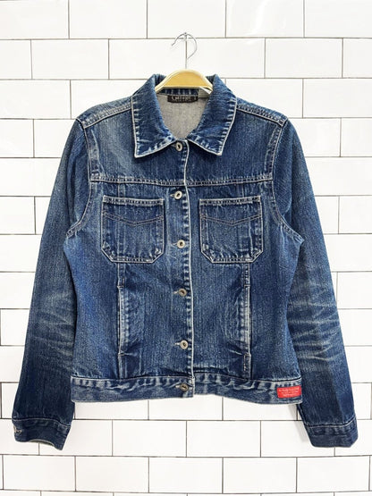 y2k garage clothing open pocket denim jacket - good market thrift store