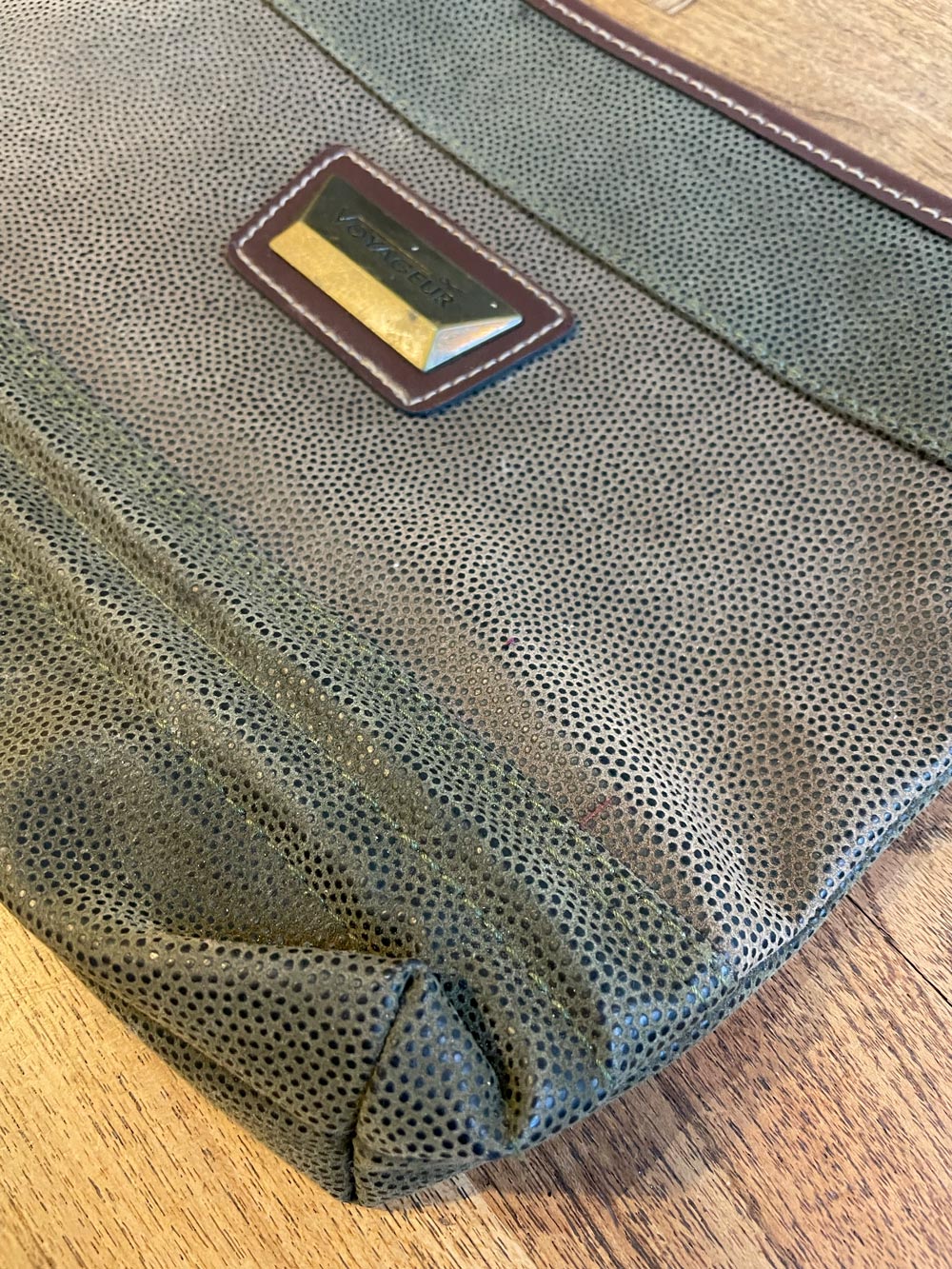 vintage 90s voyageur pebbled suede travel bag