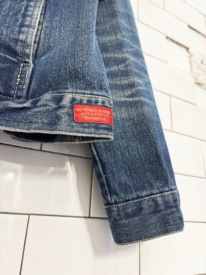 y2k garage clothing open pocket denim jacket - good market thrift store