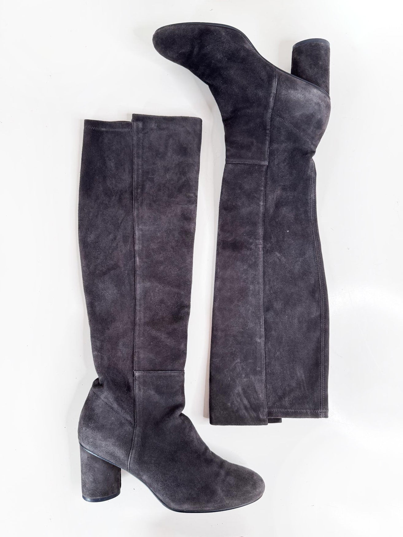 stuart weitzman OTK suede block heel tall boot | made in Spain