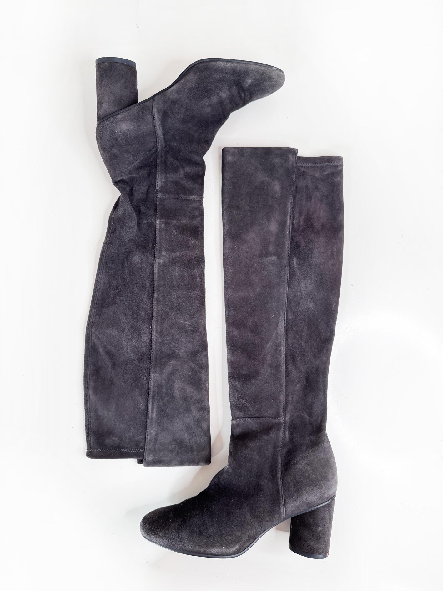 stuart weitzman OTK suede block heel tall boot | made in Spain