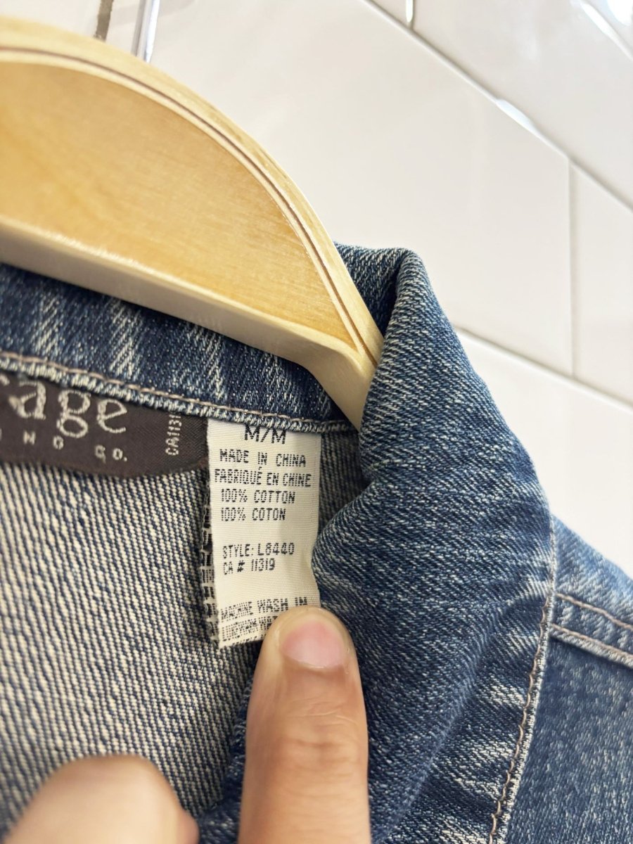 y2k garage clothing open pocket denim jacket - good market thrift store