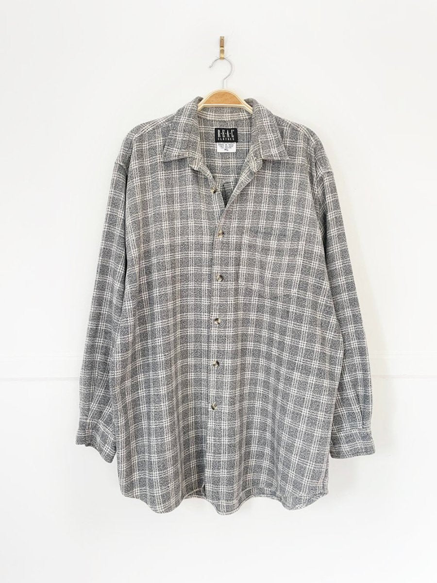 vintage 90s real clothes grunge plaid oversized shirt | made in India - good market thrift store