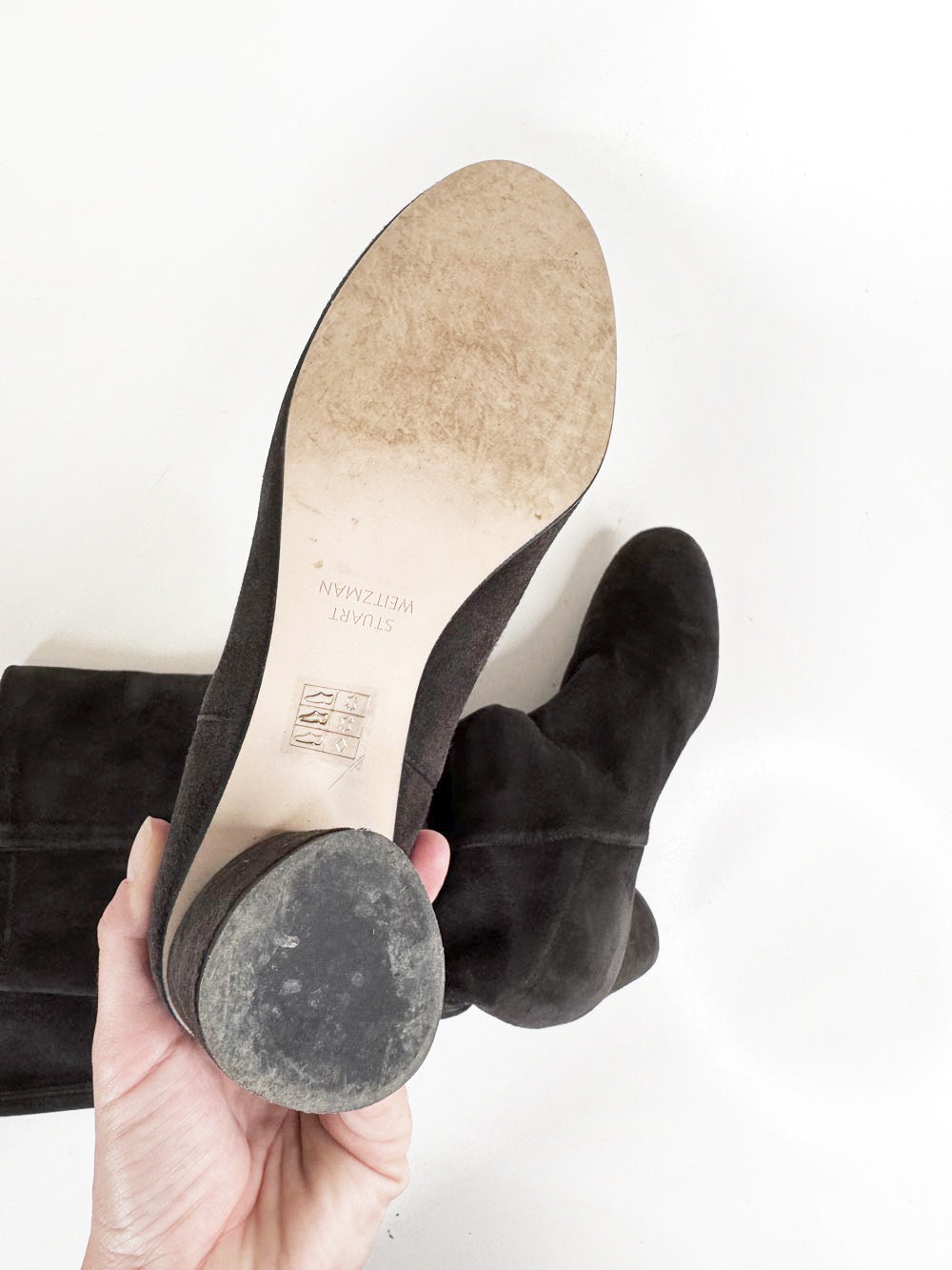 stuart weitzman OTK suede block heel tall boot | made in Spain