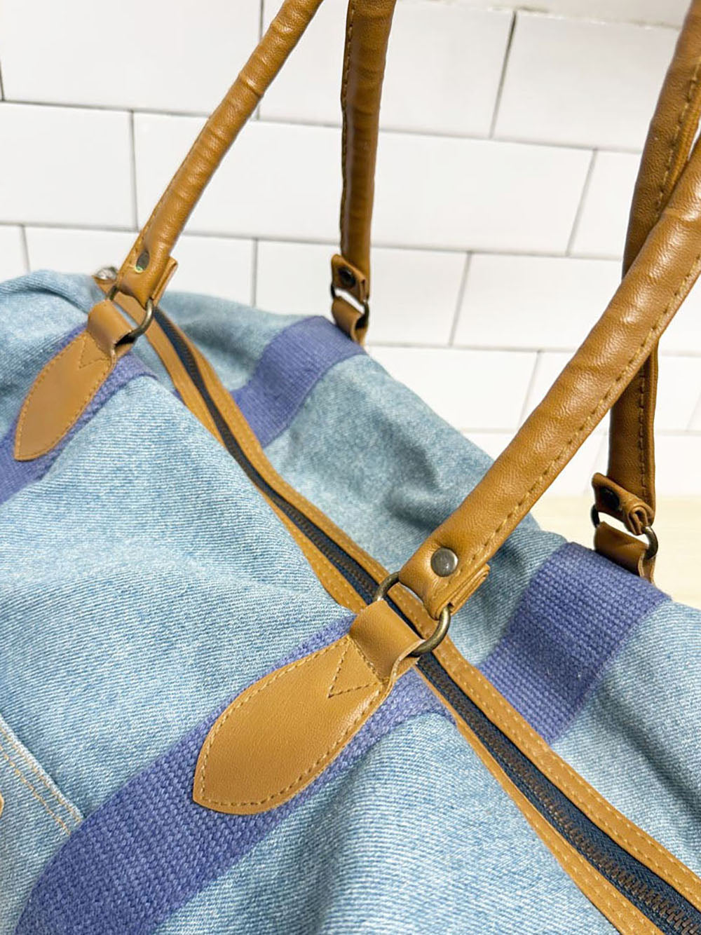 vintage jordache denim duffle weekender bag