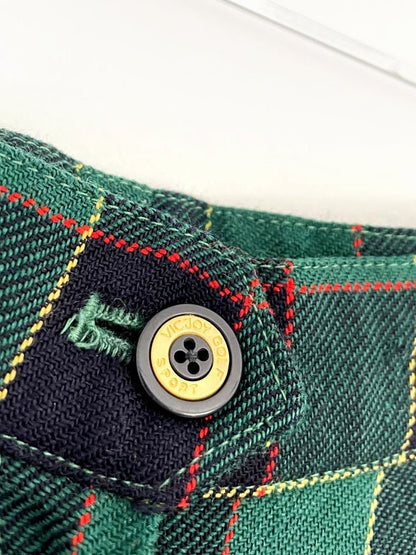 vintage vicjoy gold 100% wool plaid pleated long shorts - good market thrift store