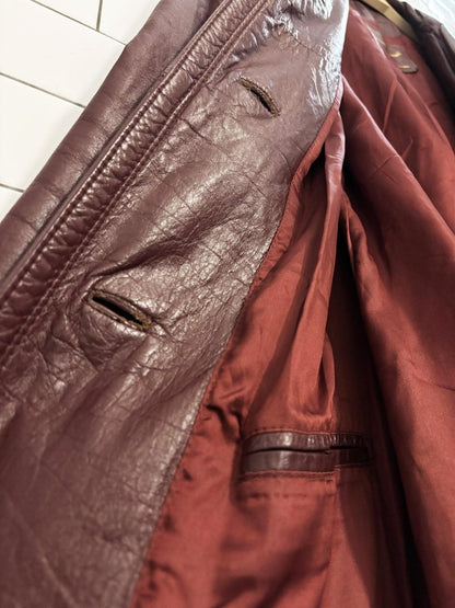 vintage 80s etienne aigner belted leather trench coat - good market thrift store