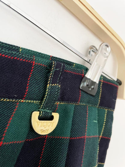 vintage vicjoy gold 100% wool plaid pleated long shorts - good market thrift store