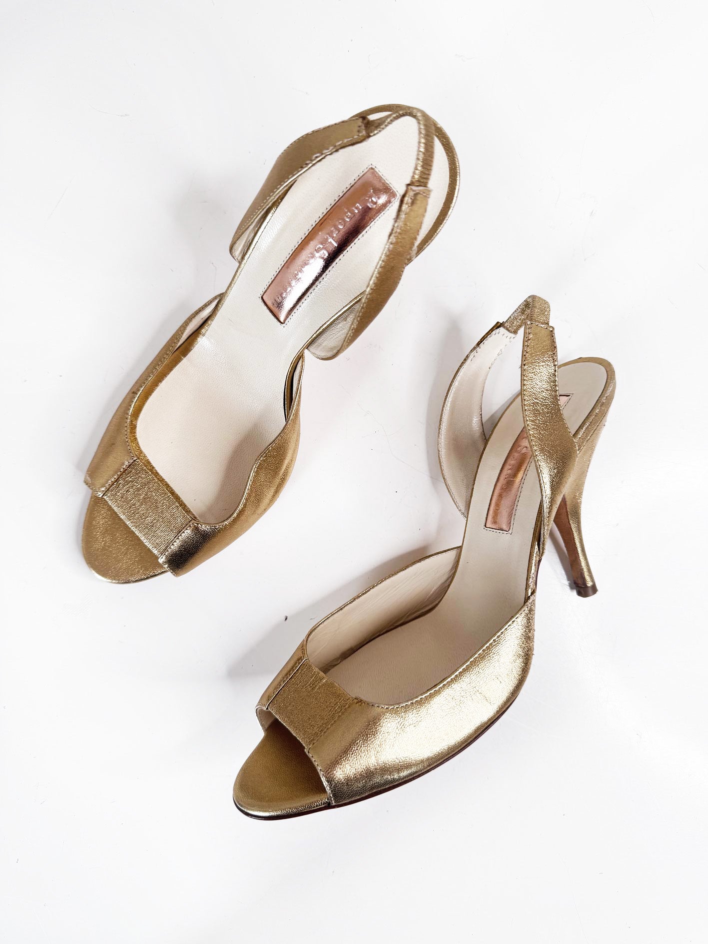 rupert sanderson metallic slingback peeptoe heeled sandals
