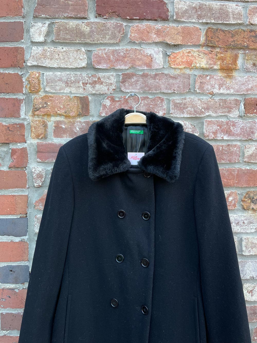 vintage ucob faux fur collar wool-blend coat