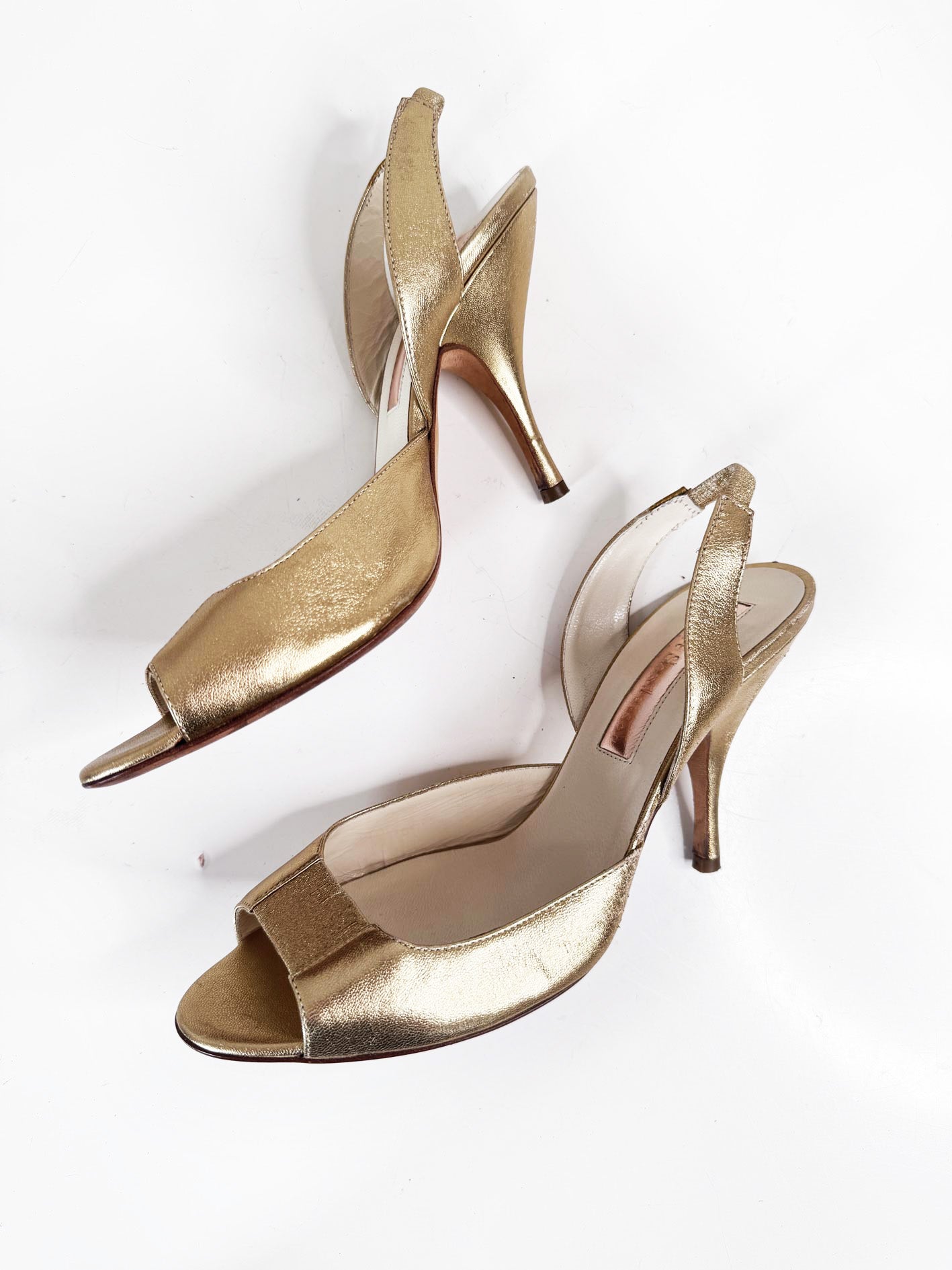 rupert sanderson metallic slingback peeptoe heeled sandals