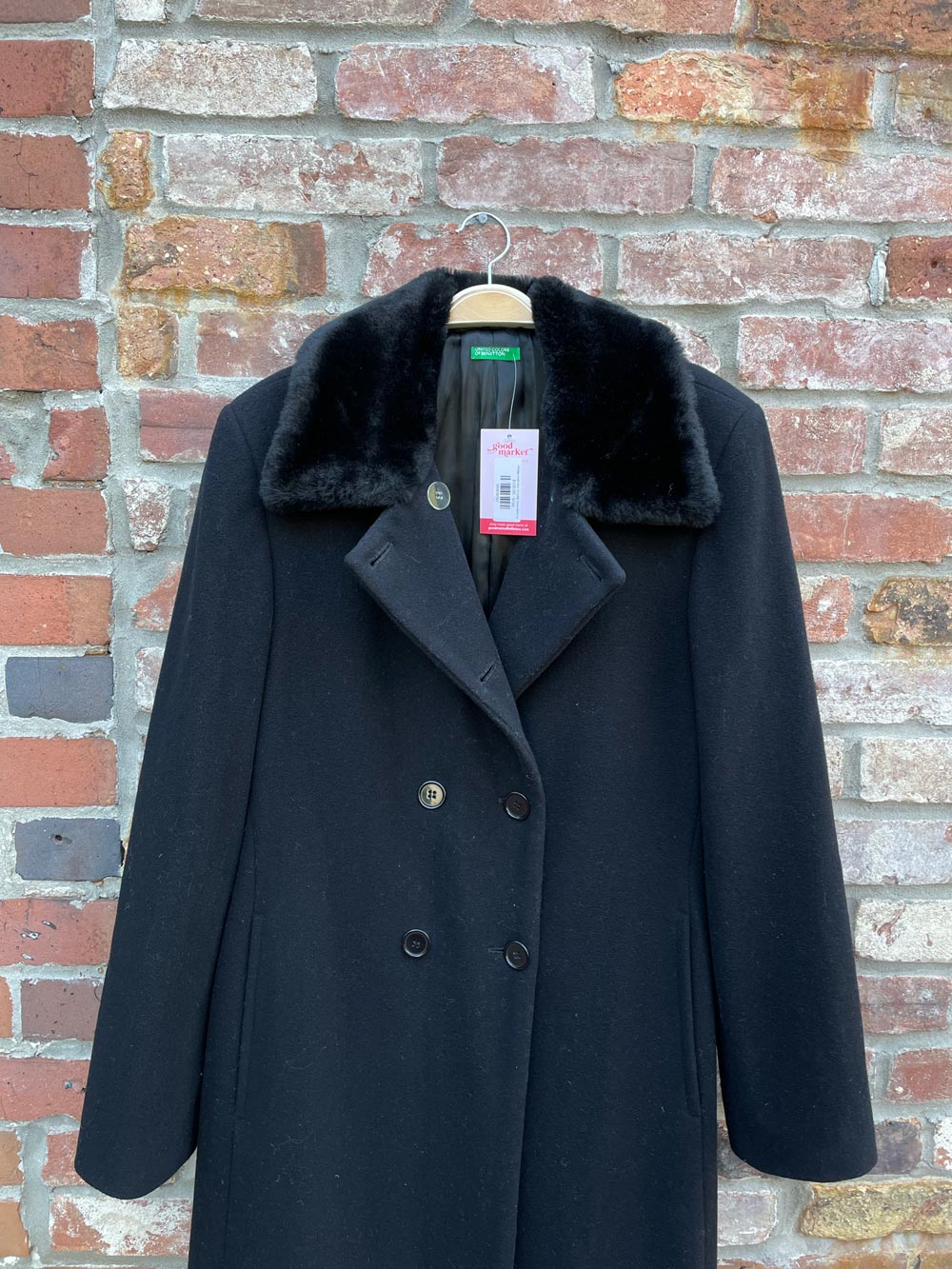 vintage ucob faux fur collar wool-blend coat
