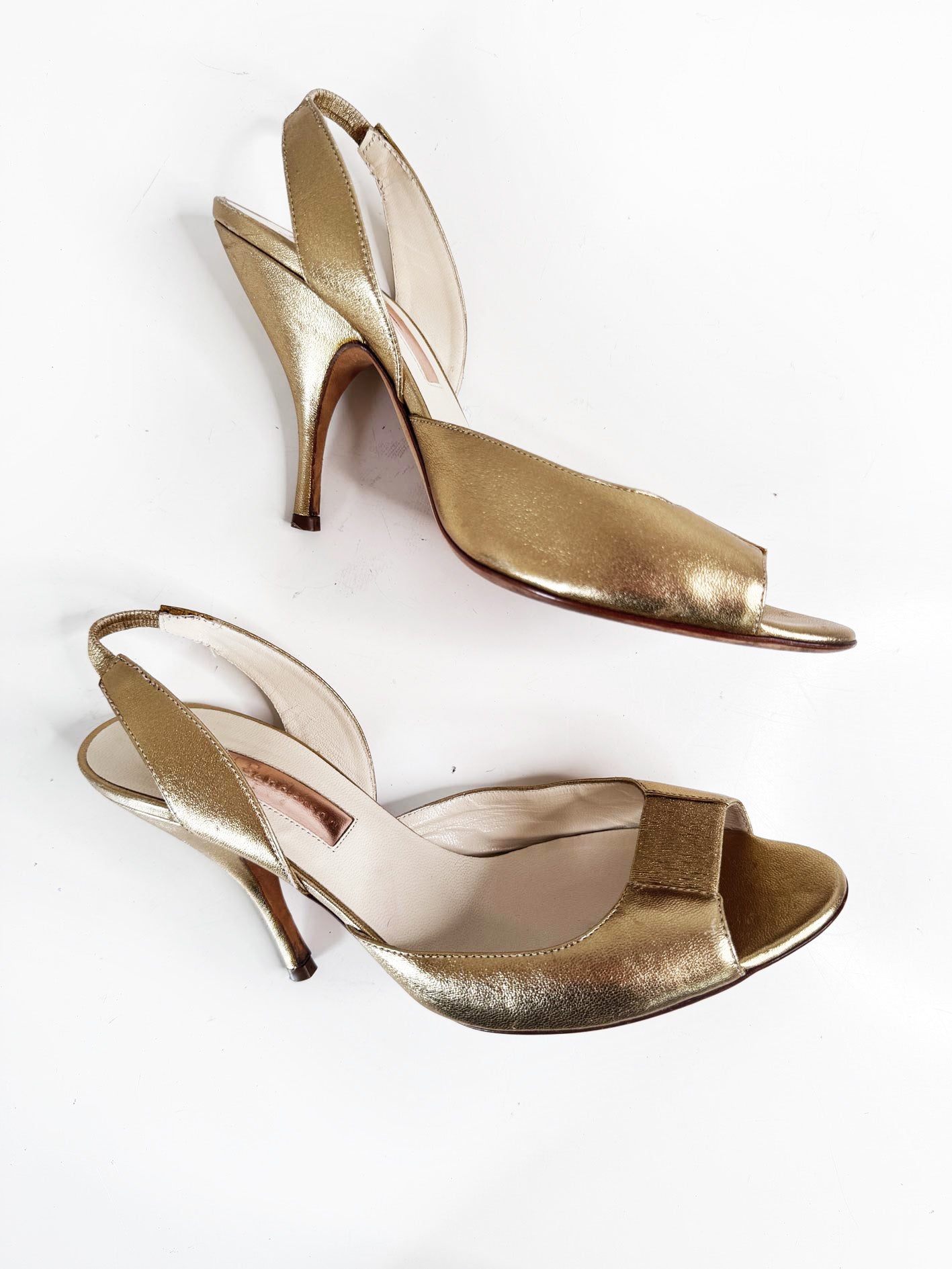 rupert sanderson metallic slingback peeptoe heeled sandals