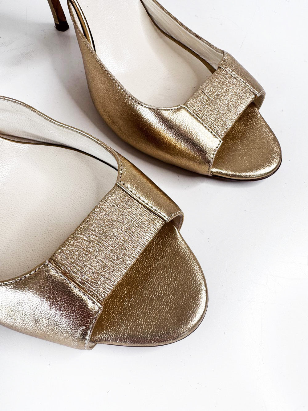rupert sanderson metallic slingback peeptoe heeled sandals