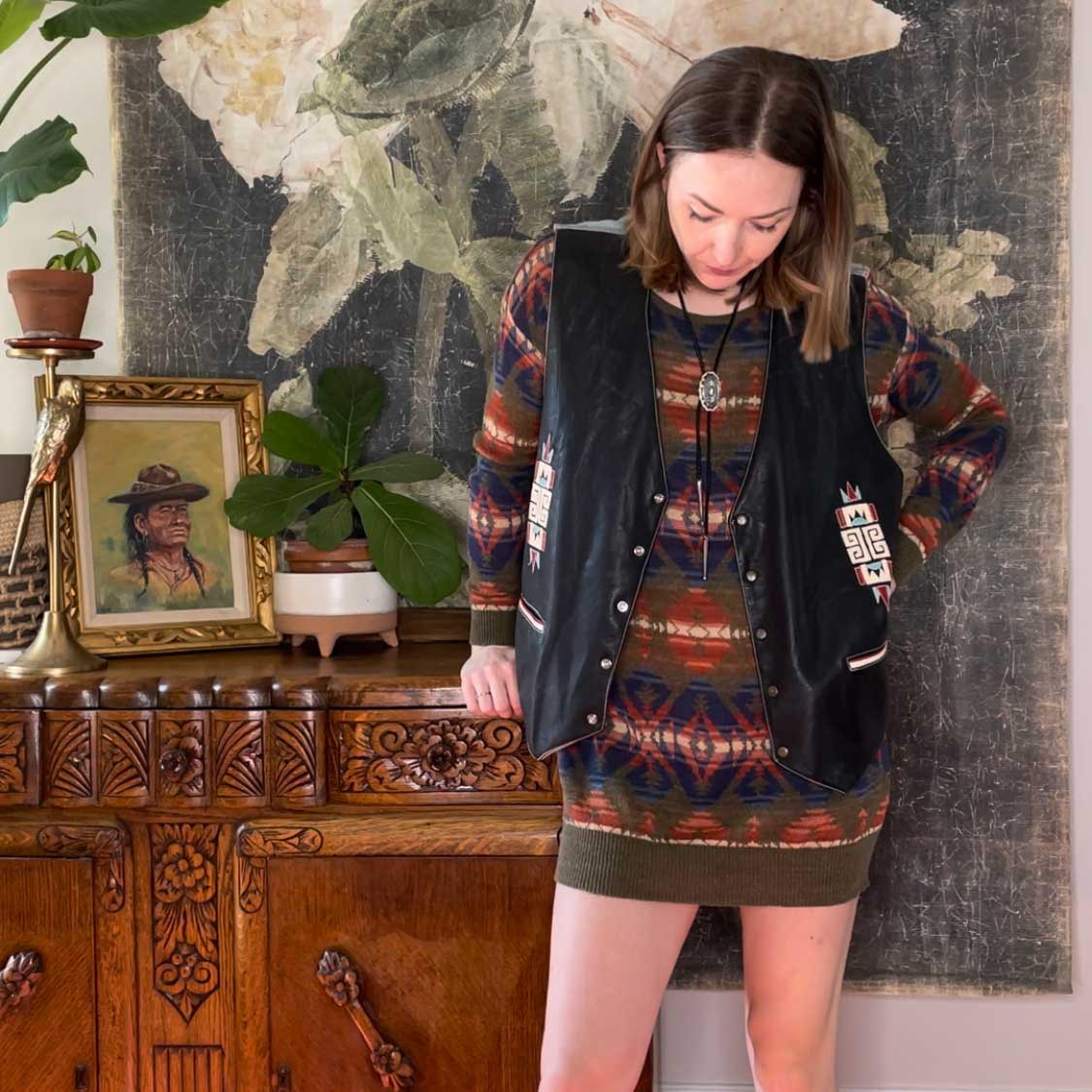 ralph lauren denim & supply aztec linen-blend sweater - size medium