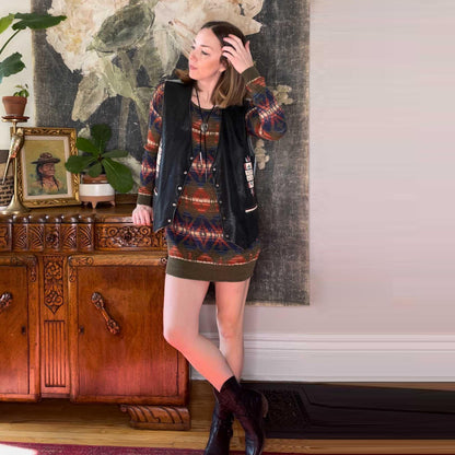 ralph lauren denim & supply aztec linen-blend sweater - size medium