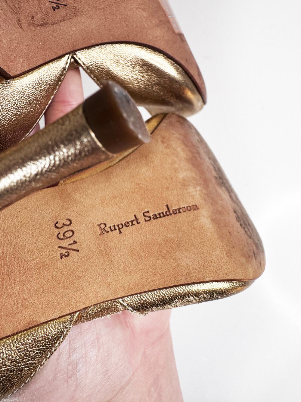 rupert sanderson metallic slingback peeptoe heeled sandals