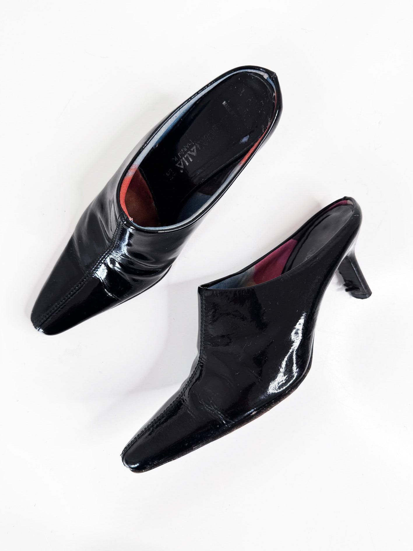 aquatalia patent leather pointed toe heeled mules | marvin k | made in Italy