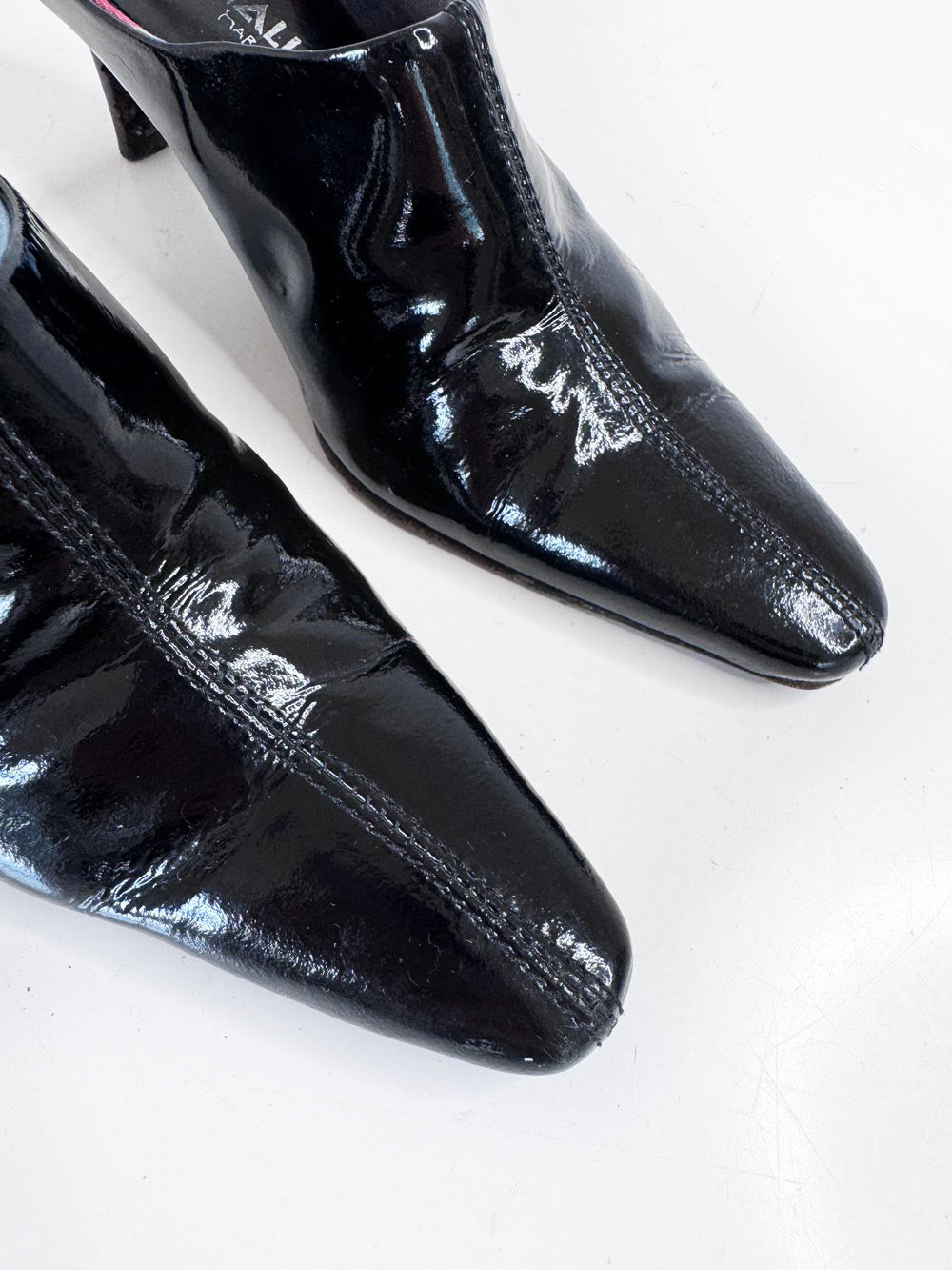 aquatalia patent leather pointed toe heeled mules | marvin k | made in Italy