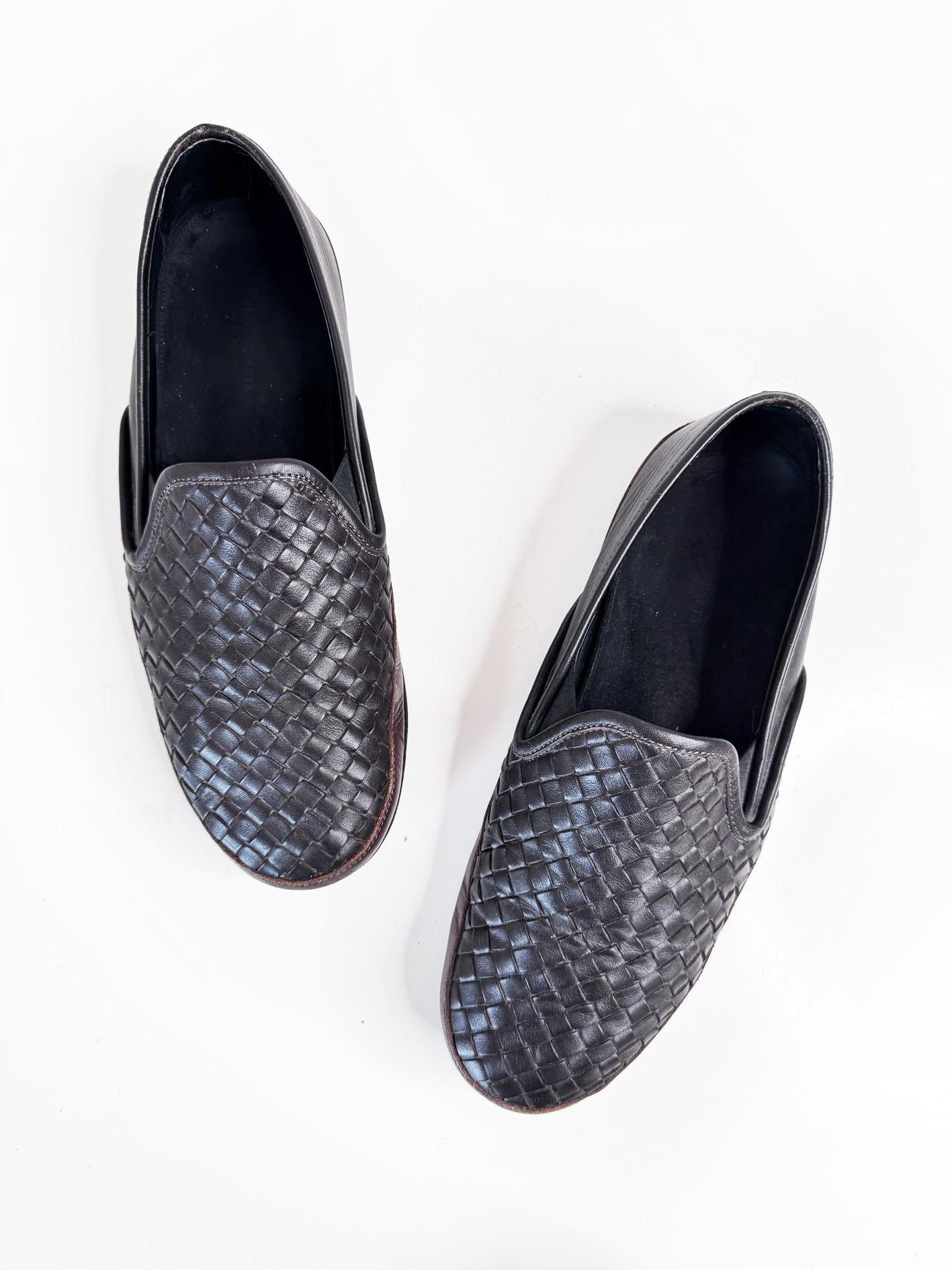 bottega veneta leather intrecciato smoking slippers