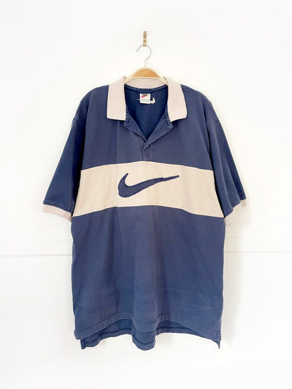 vintage 90s big swoosh colour block band polo - good market thrift store