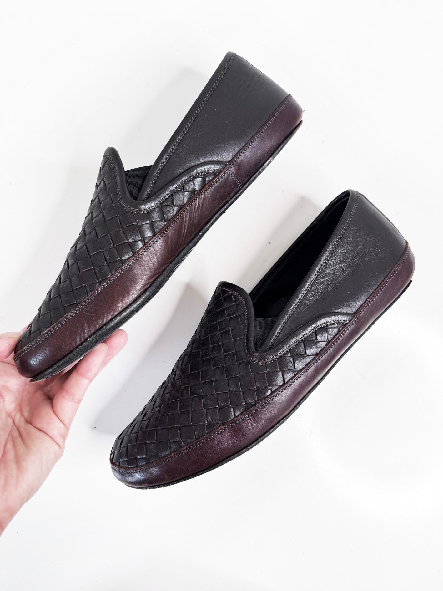 bottega veneta leather intrecciato smoking slippers