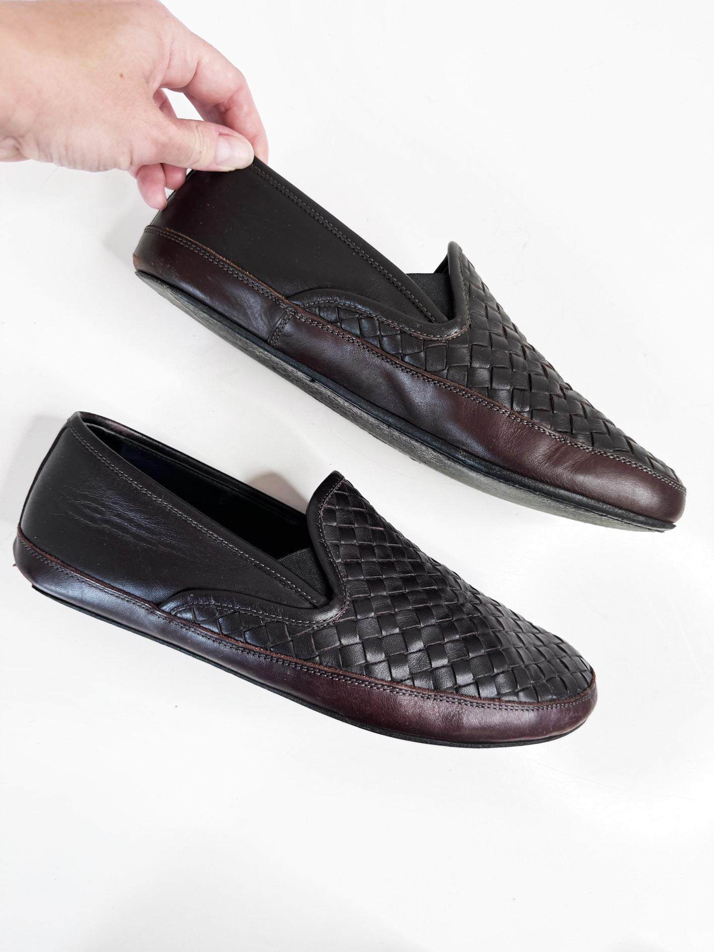 bottega veneta leather intrecciato smoking slippers