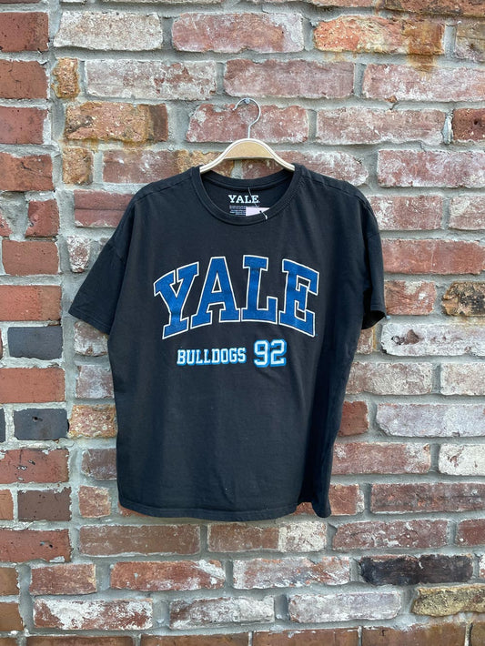 yale varsity block letter boxy tee