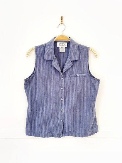 vintage 90s jessica linen - blend sleeveless shirt - good market thrift store