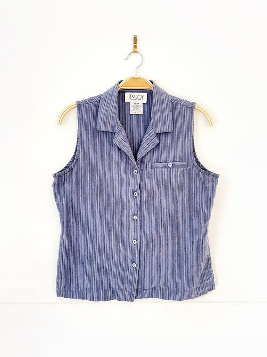 vintage 90s jessica linen - blend sleeveless shirt - good market thrift store
