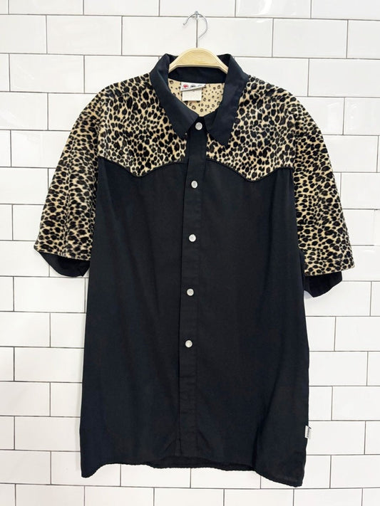 vintage 90s third rail animal print iridescent snap western shirt - good market thrift store