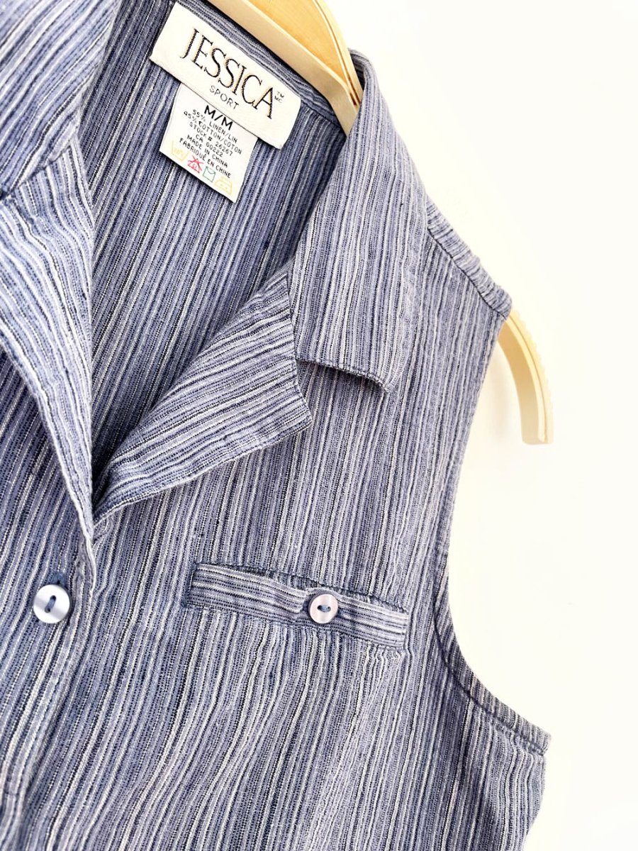 vintage 90s jessica linen - blend sleeveless shirt - good market thrift store