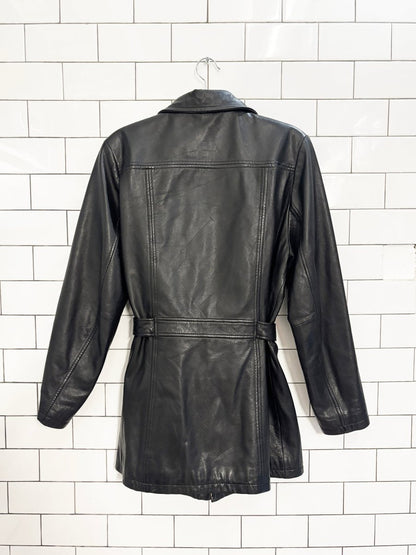 vintage 00s new york & company butter leather minimal zip jacket - good market thrift store