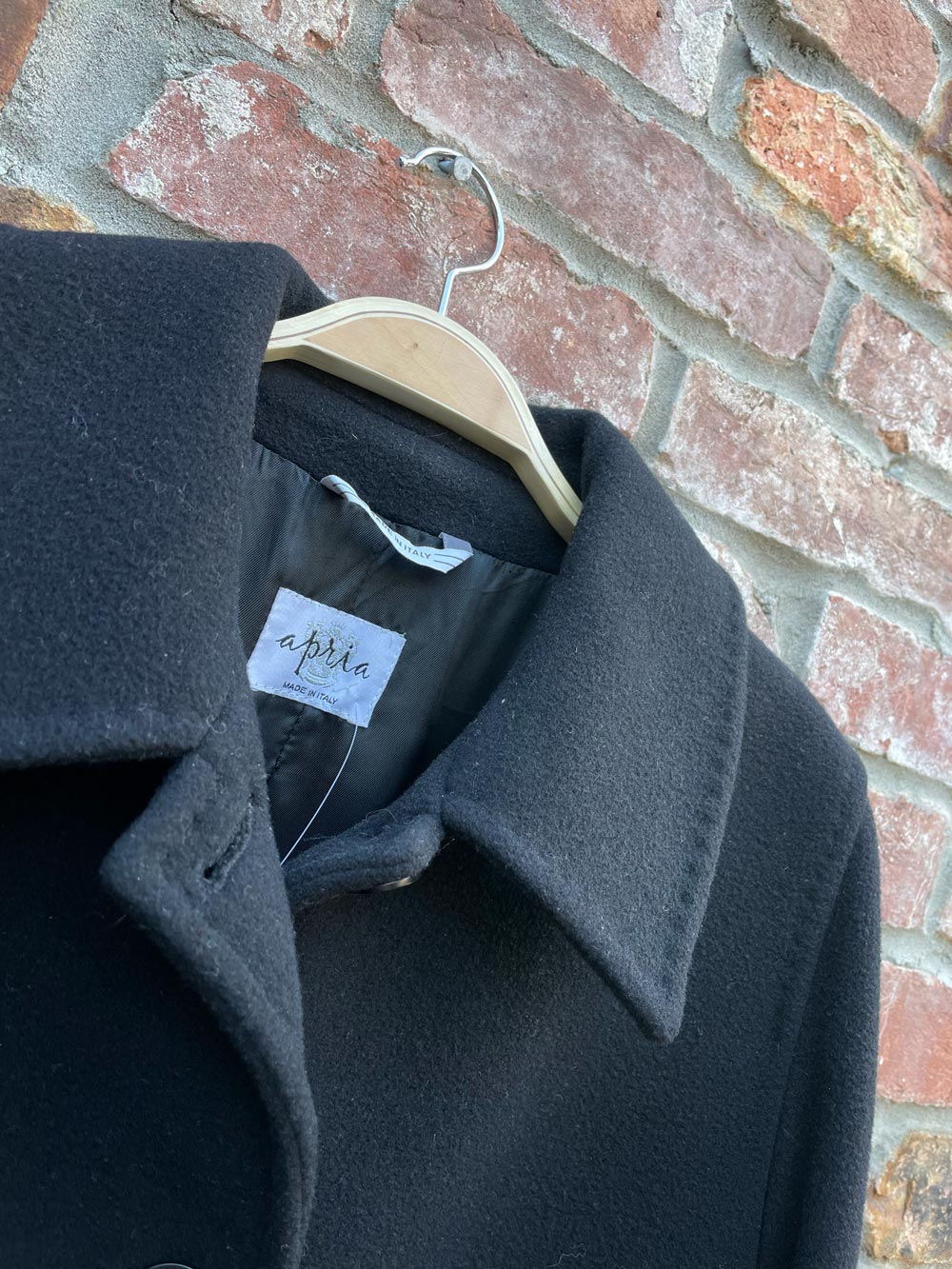 vintage apria italy wool-cashmere long coat
