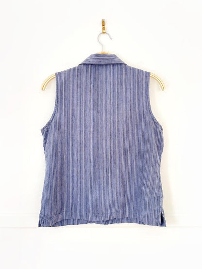 vintage 90s jessica linen - blend sleeveless shirt - good market thrift store